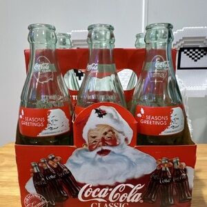 Coca-Cola Classic Glass Bottles with Santa Design